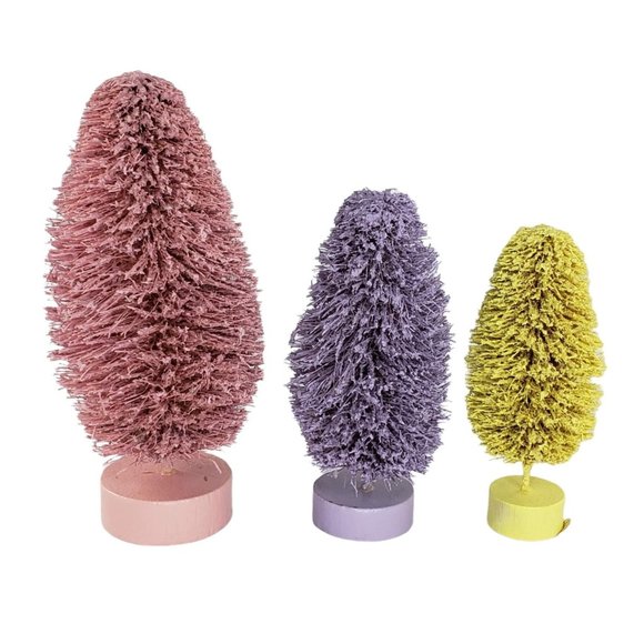 Enesco Oval Shaped Pastel Trees Vintage Easter Christmas Taiwan 1989 - Picture 2 of 5